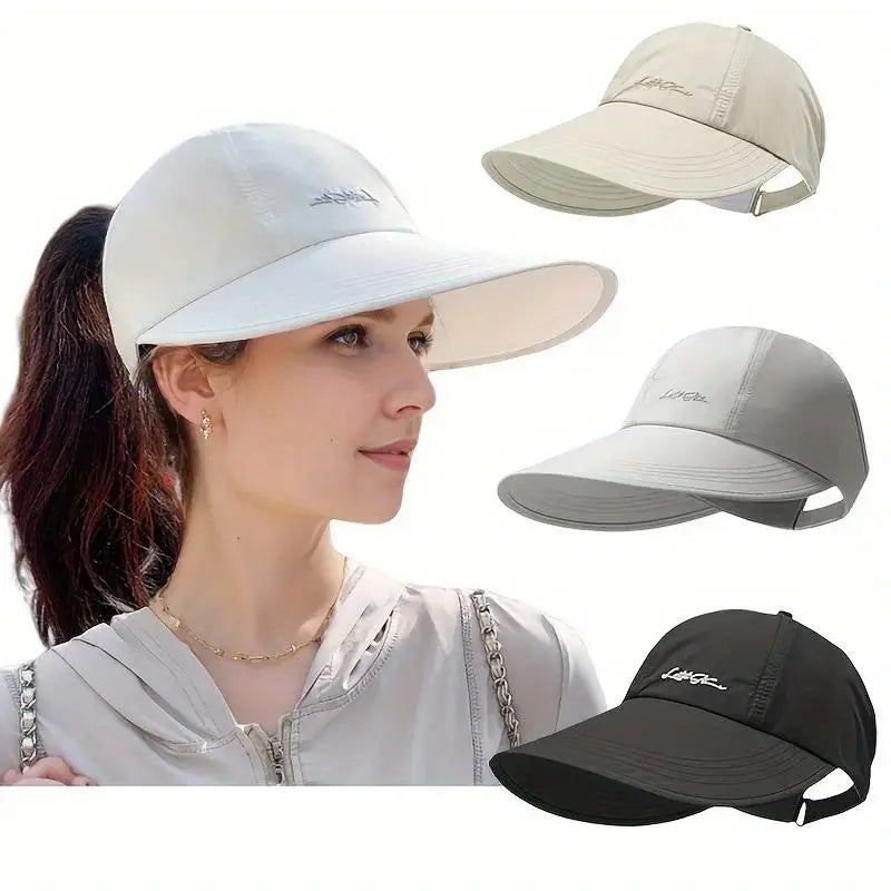 2-Pack UPF Sun Protection Baseball Hat for Men and Women - Lightweight, Adjustable Velcro Closure, Wide Brim Outdoor Sports Hat, All-Season Elastic Design (White/Gray/Black)