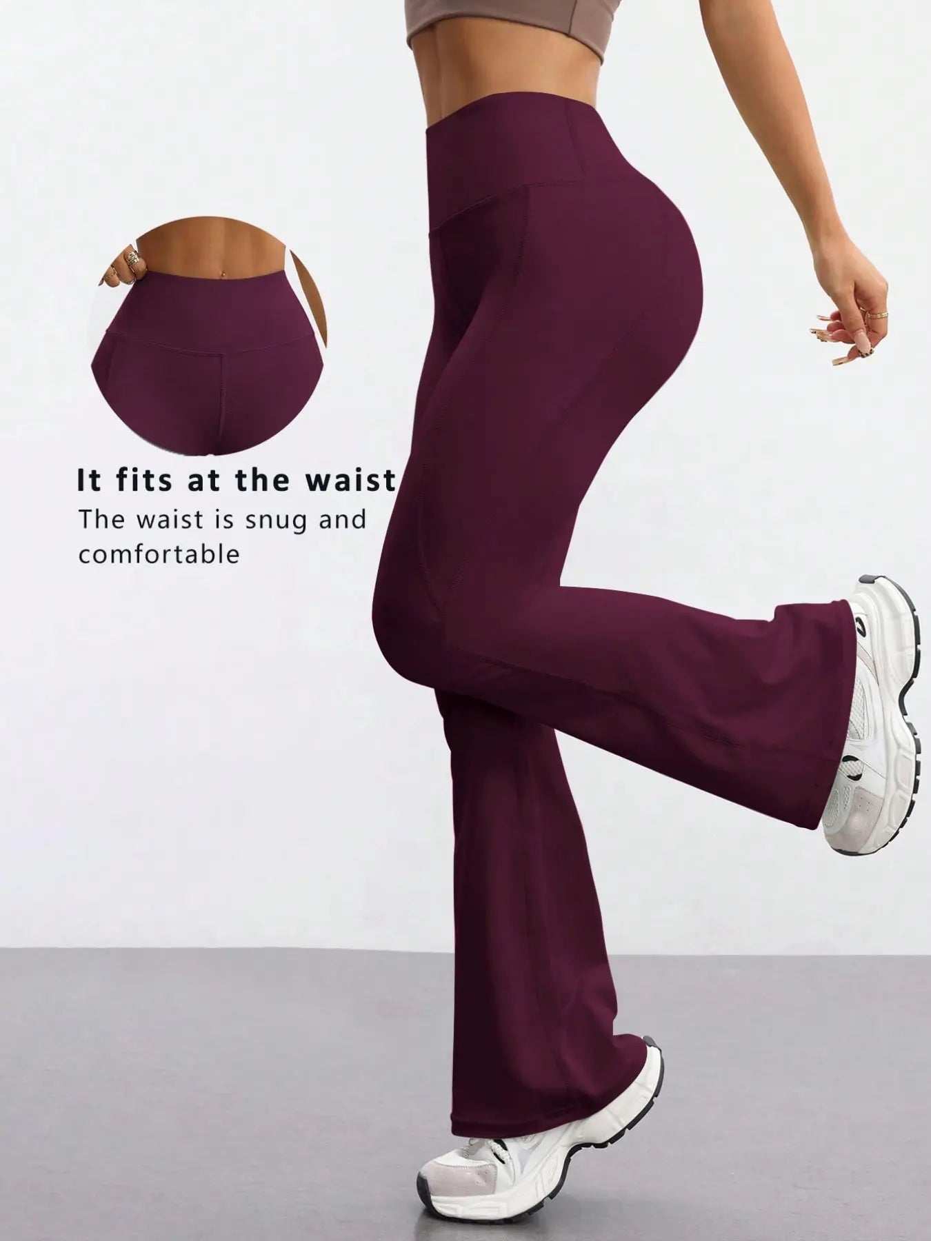 Women'S Yoga Sport Pants, High Waist Slim Fit Bell Bottoms, High Rise Leggings, Quick-Dry Stretch Fabric, Fashionable and Versatile, Suitable for Various Occasions, Activewear Bottoms