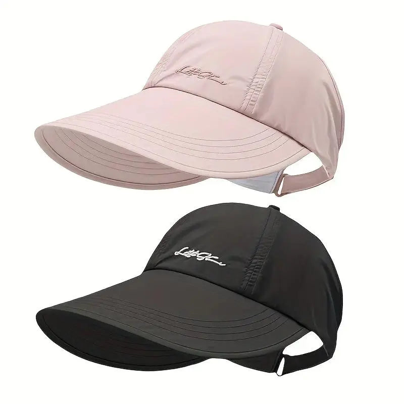 2-Pack UPF Sun Protection Baseball Hat for Men and Women - Lightweight, Adjustable Velcro Closure, Wide Brim Outdoor Sports Hat, All-Season Elastic Design (White/Gray/Black)