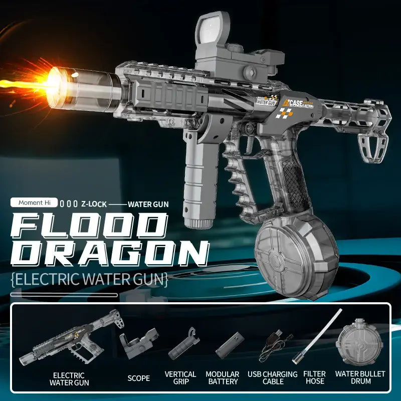 Adult and Children'S Electric Water Guns, Summervibes,Automatic High-Power Water Guns, Swimming Pool Toys,Summervibes,Beach Electric Water Guns, Realistic Muzzle Flames.