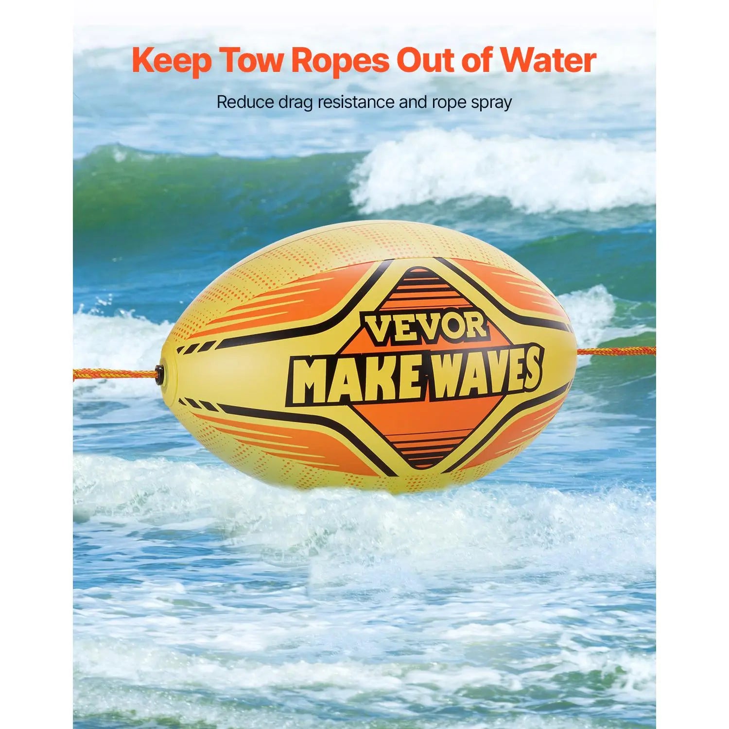 【Fathersdaygift】Vevor Booster Ball, Towable Tube Rope Performance Ball, Thickened PVC Inflatable Booster Balls for Boating and Water Sports - with High Tensile Strength Rope and Speed Safety Valve