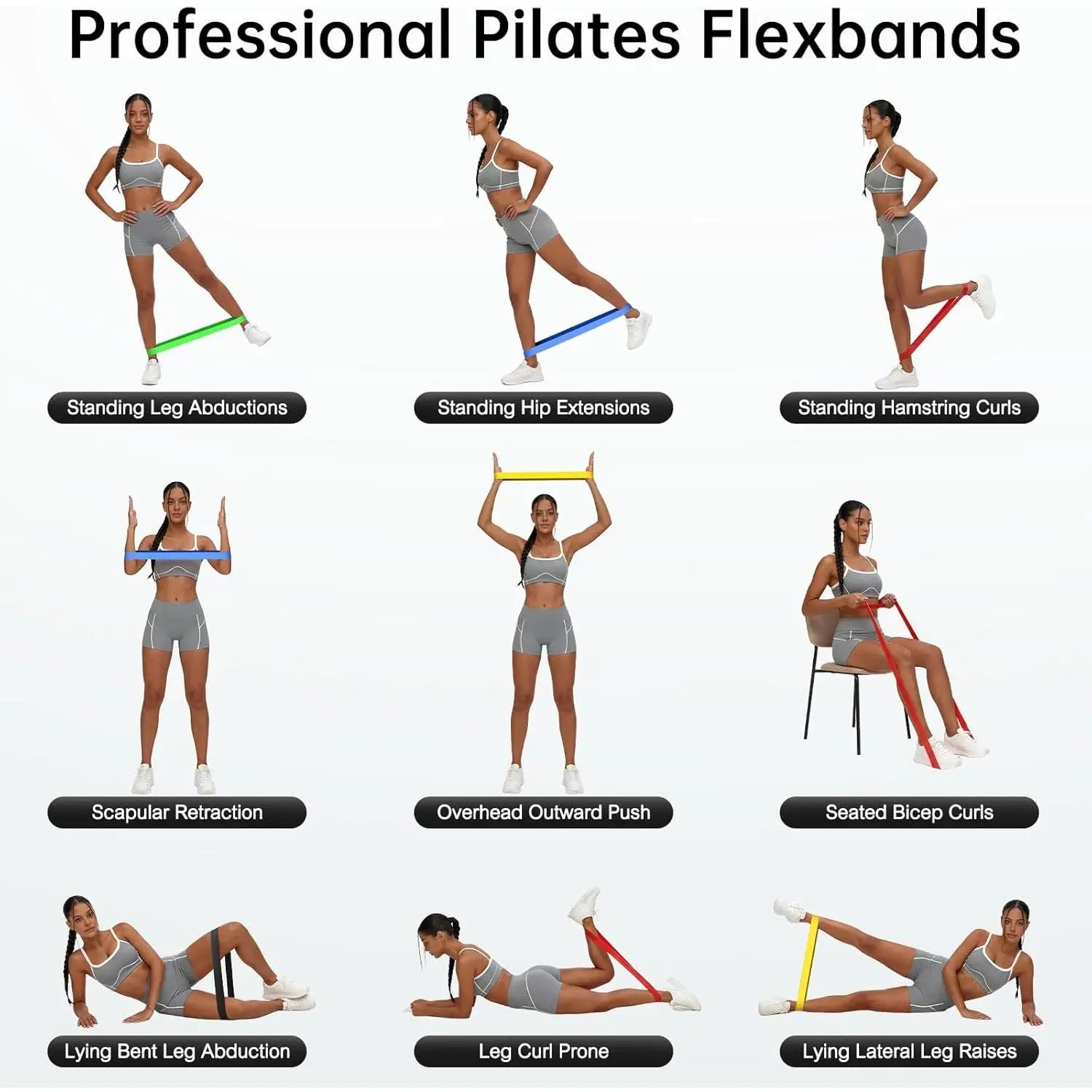 5-Pack Resistance Bands for Working Out, Elastic Exercise Bands with 5 Resistance Levels, Workout Bands for Strength Training, Stretching, Yoga, Pilates, Home Gym, Travel Fitness for Women and Men,Summerwins