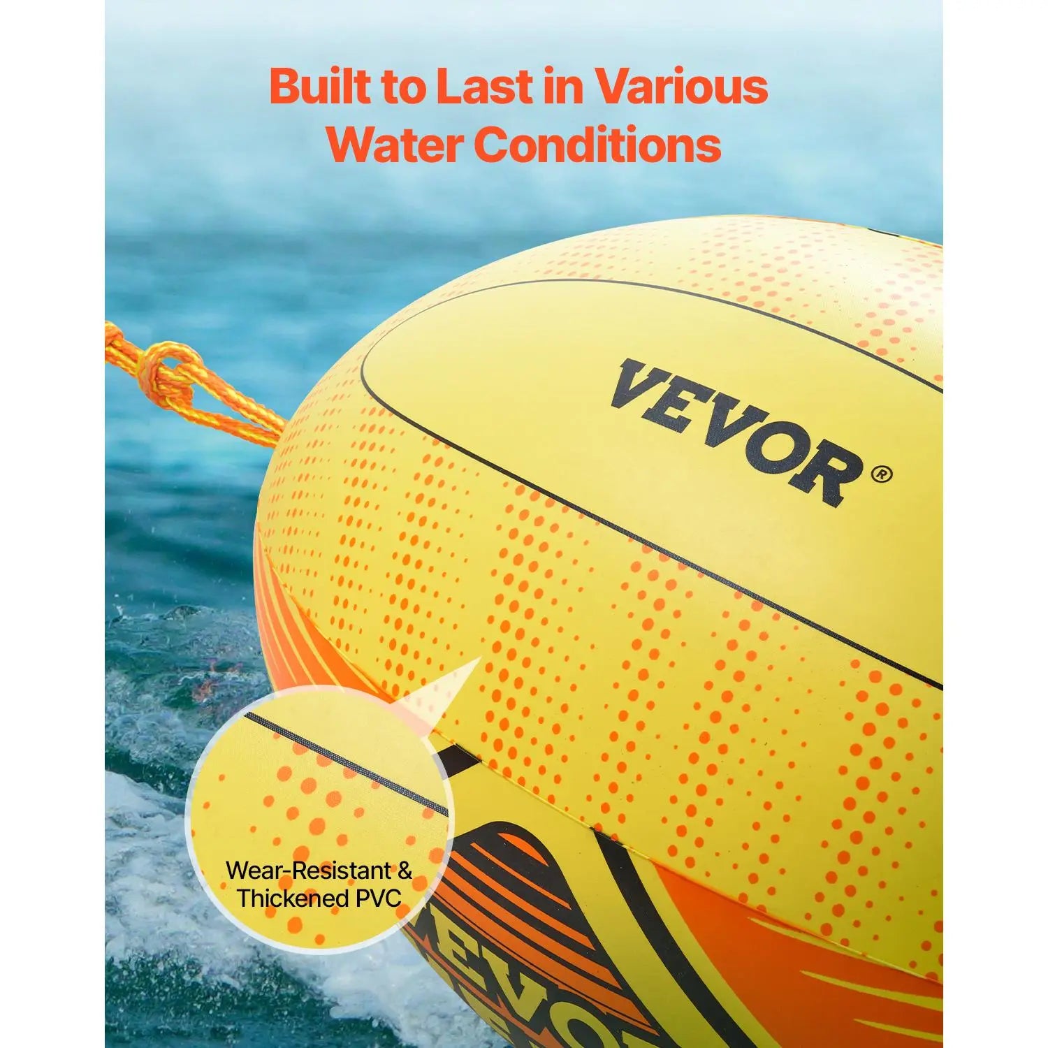 【Fathersdaygift】Vevor Booster Ball, Towable Tube Rope Performance Ball, Thickened PVC Inflatable Booster Balls for Boating and Water Sports - with High Tensile Strength Rope and Speed Safety Valve